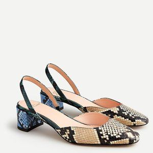 J. Crew Kate Slingback Pumps in Snake Embossed Leather